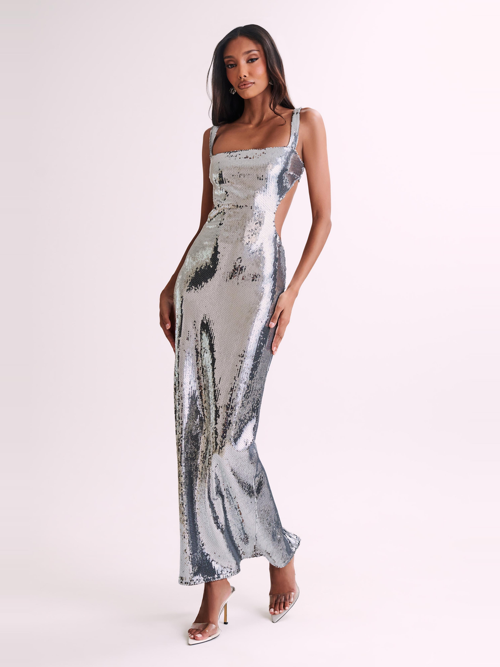 Adoria Sequin Cutout Maxi Dress — Svelte Chic