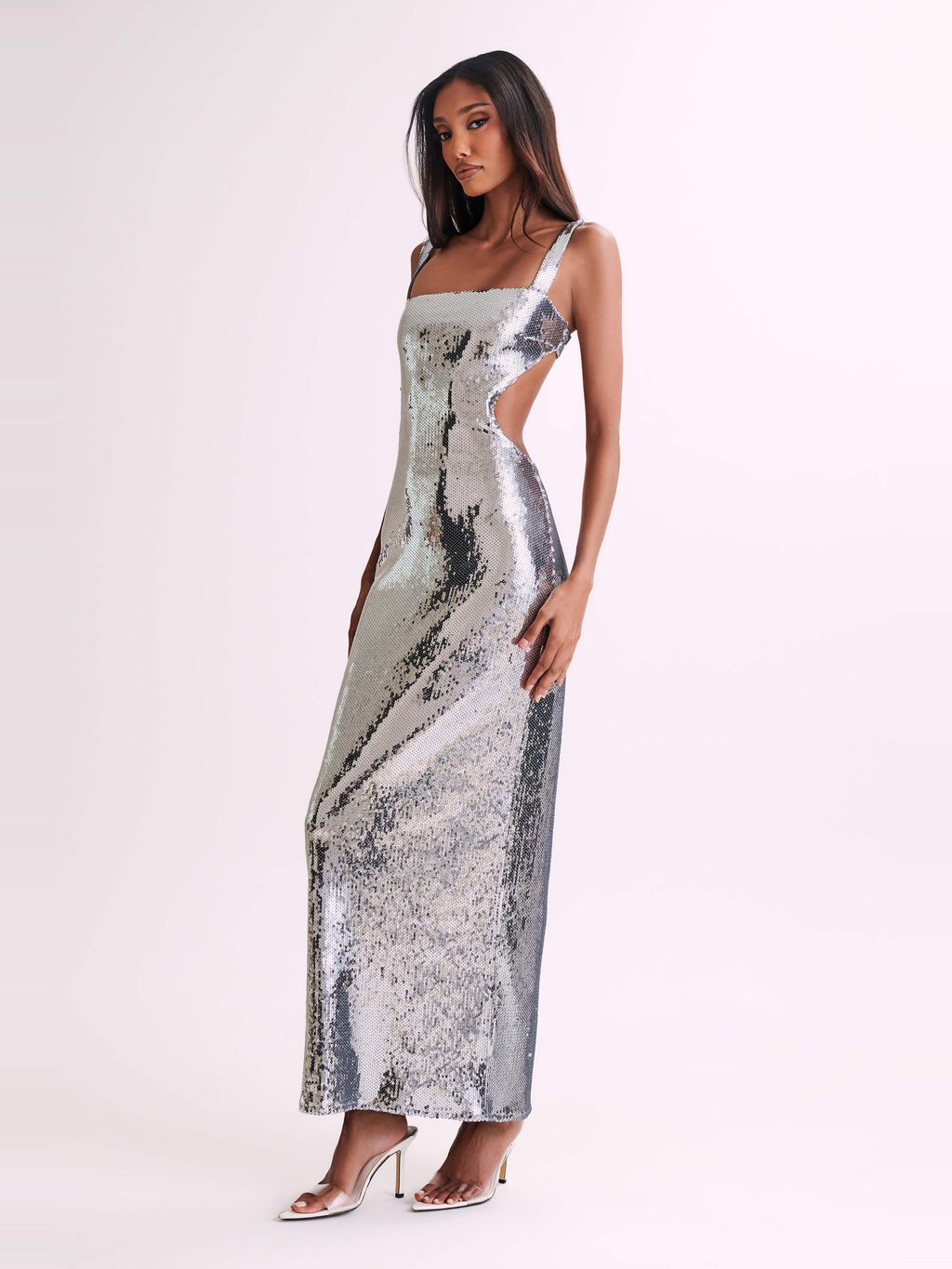 Adoria Sequin Cutout Maxi Dress — Svelte Chic