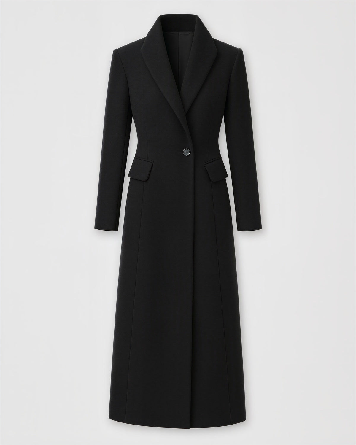 Adriana Single Button Long Blazer Coat, Black, black, product view without a model