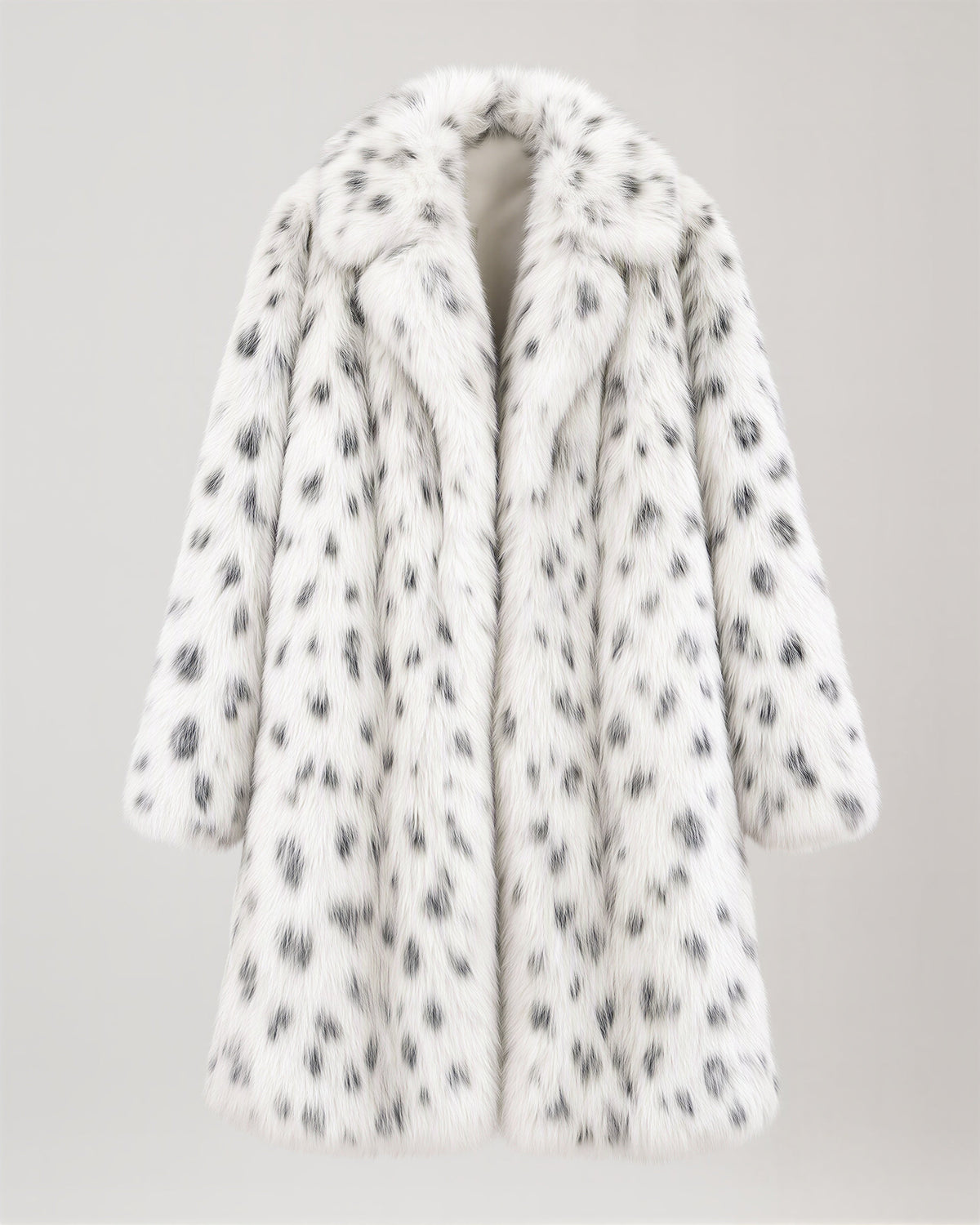 Albina Speckled Long Pile Faux Fur Coat, White, white, product view without a model