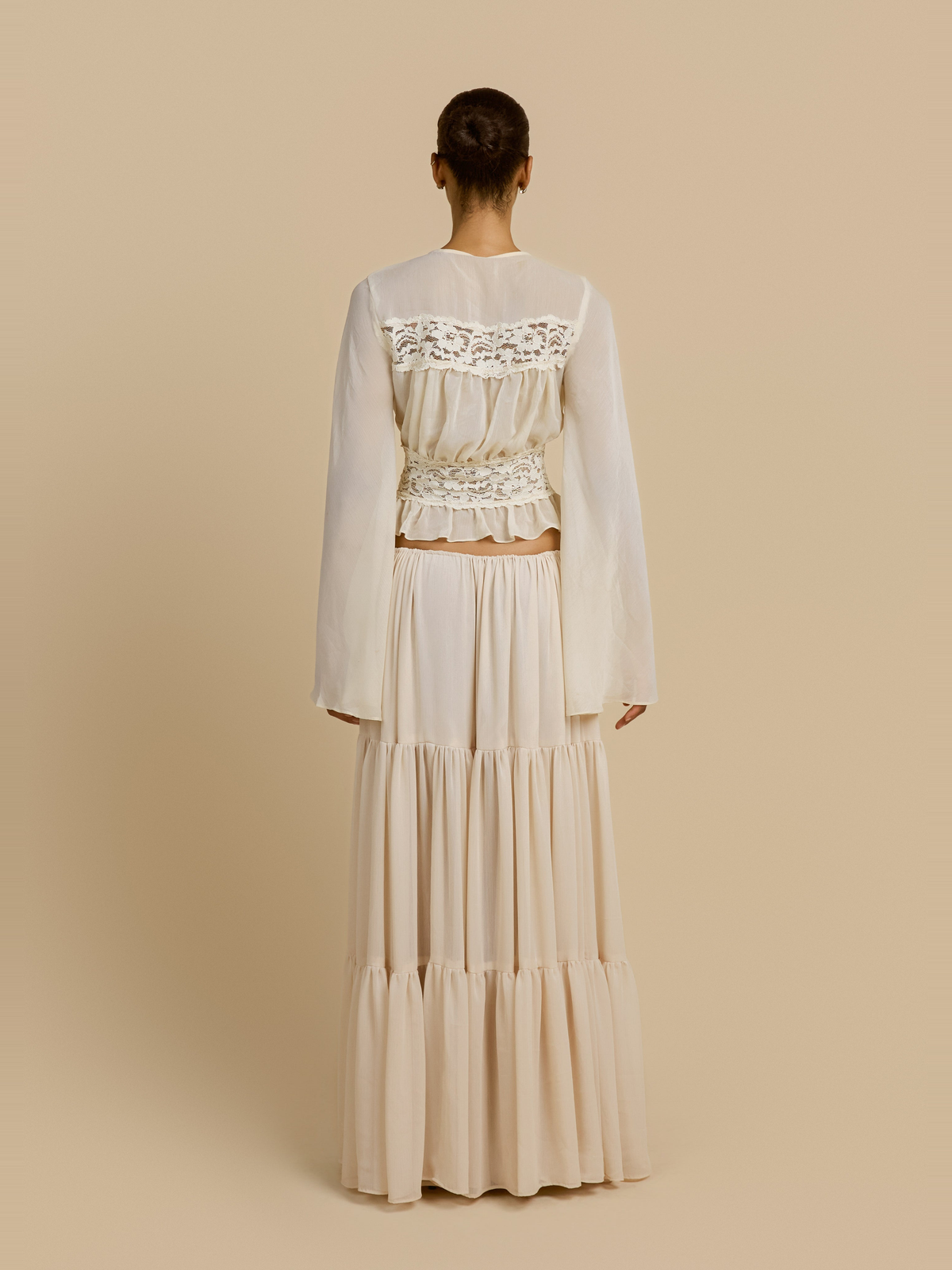 Alessandra Chiffon Maxi Skirt in Cream — Svelte Chic