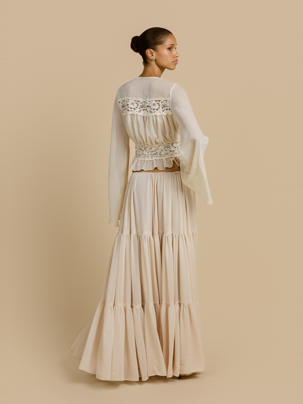 Alessandra Chiffon Maxi Skirt in Cream — Svelte Chic