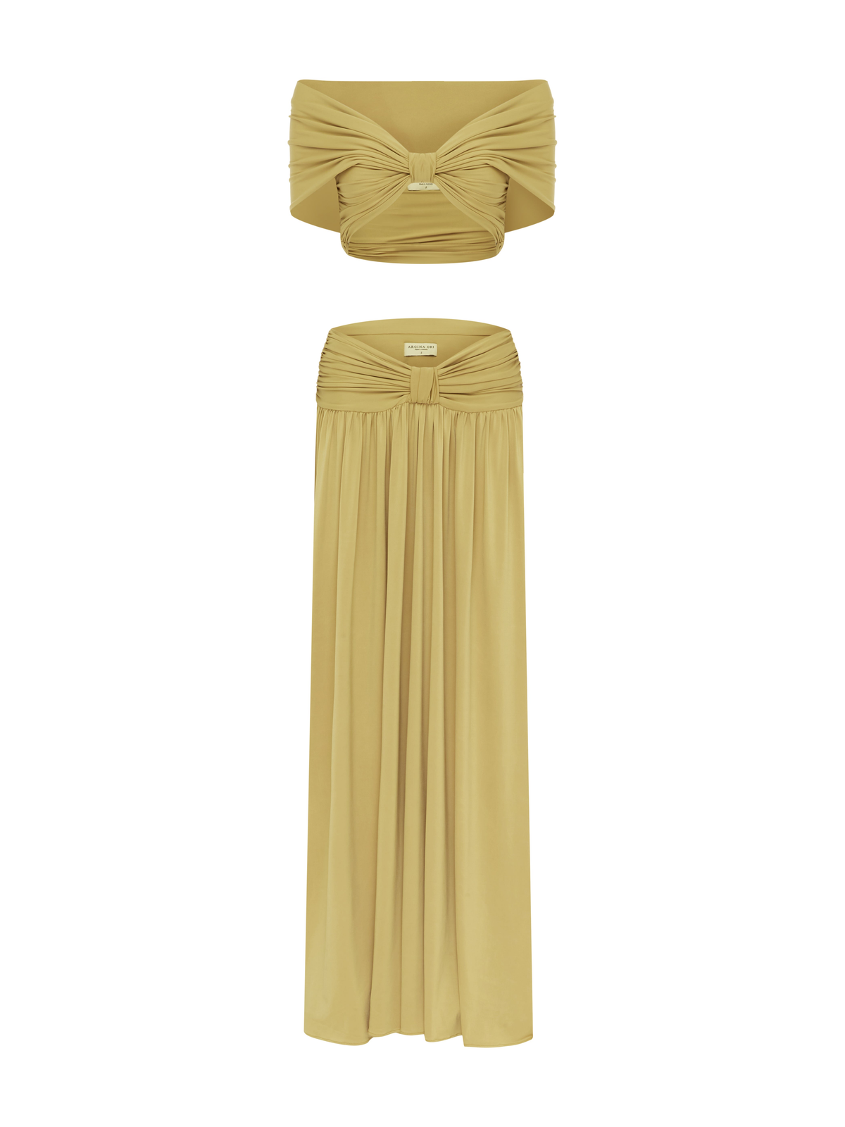Alessia Satin Effect Maxi Skirt in Sand — Svelte Chic