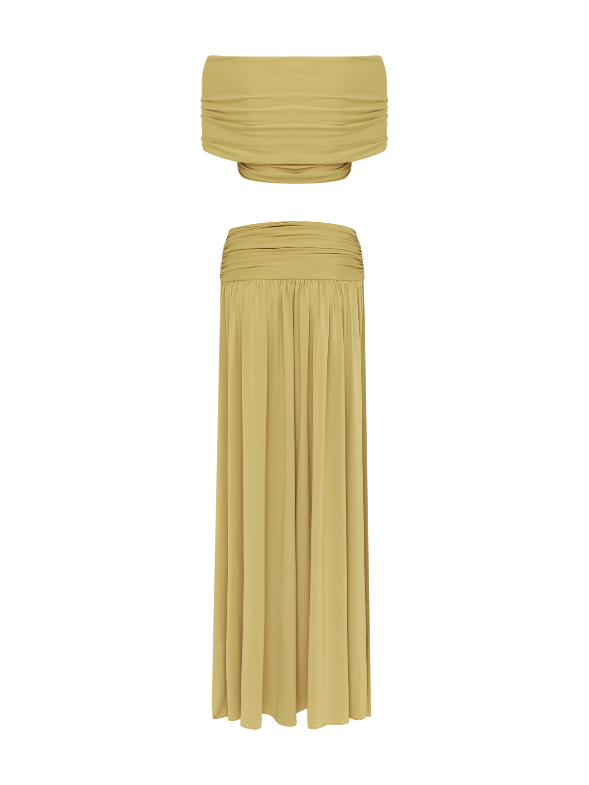 Alessia Satin Effect Maxi Skirt in Sand — Svelte Chic