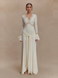 Lace Insert Maxi Dress in Ivory — Svelte Chic