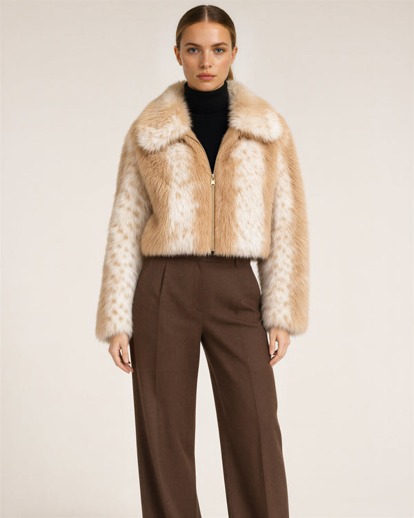 Ambra Cropped Faux Fur Jacket