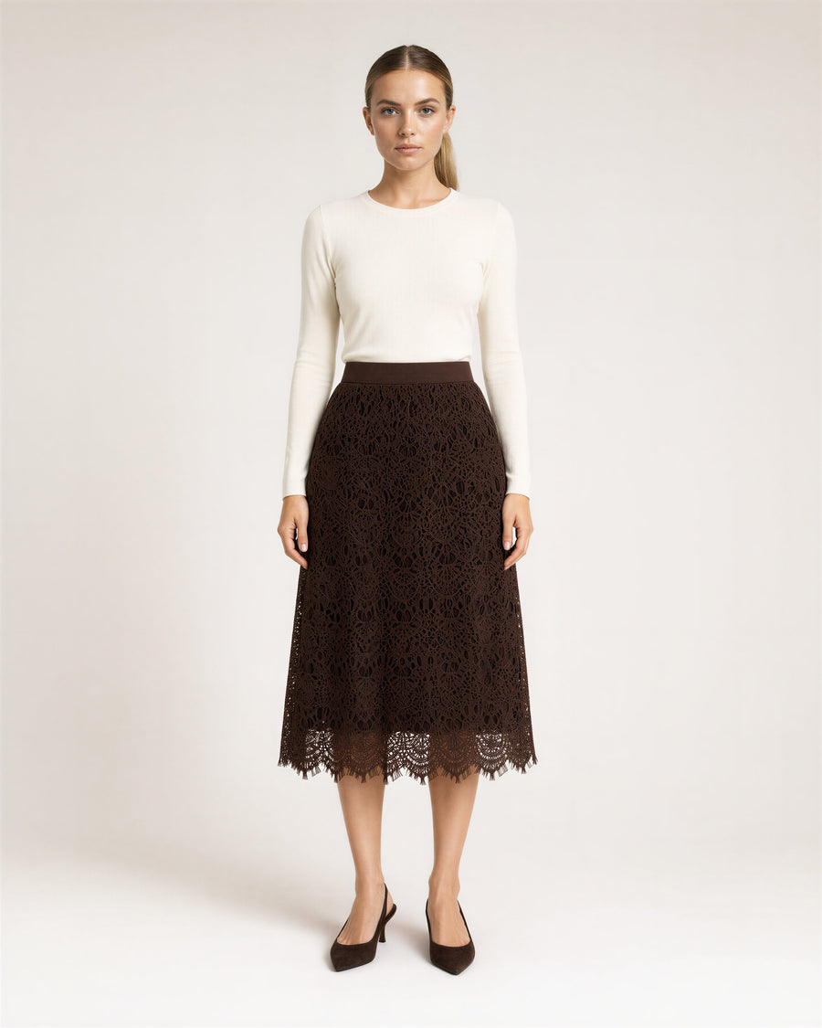 Annalisa Guipure Lace Midi Skirt