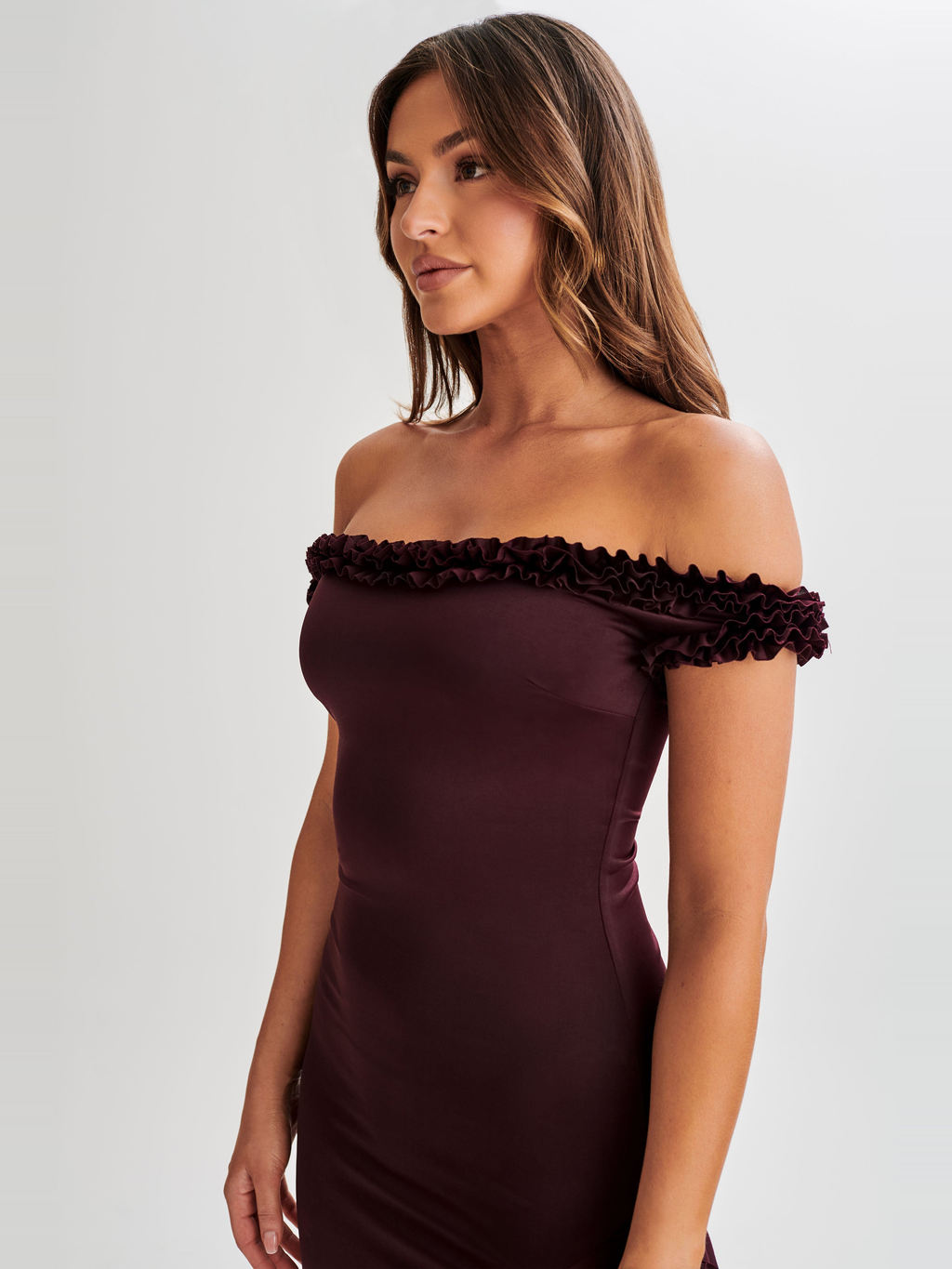 Arielle Off Shoulder Ruffle Midi Dress — Svelte Chic