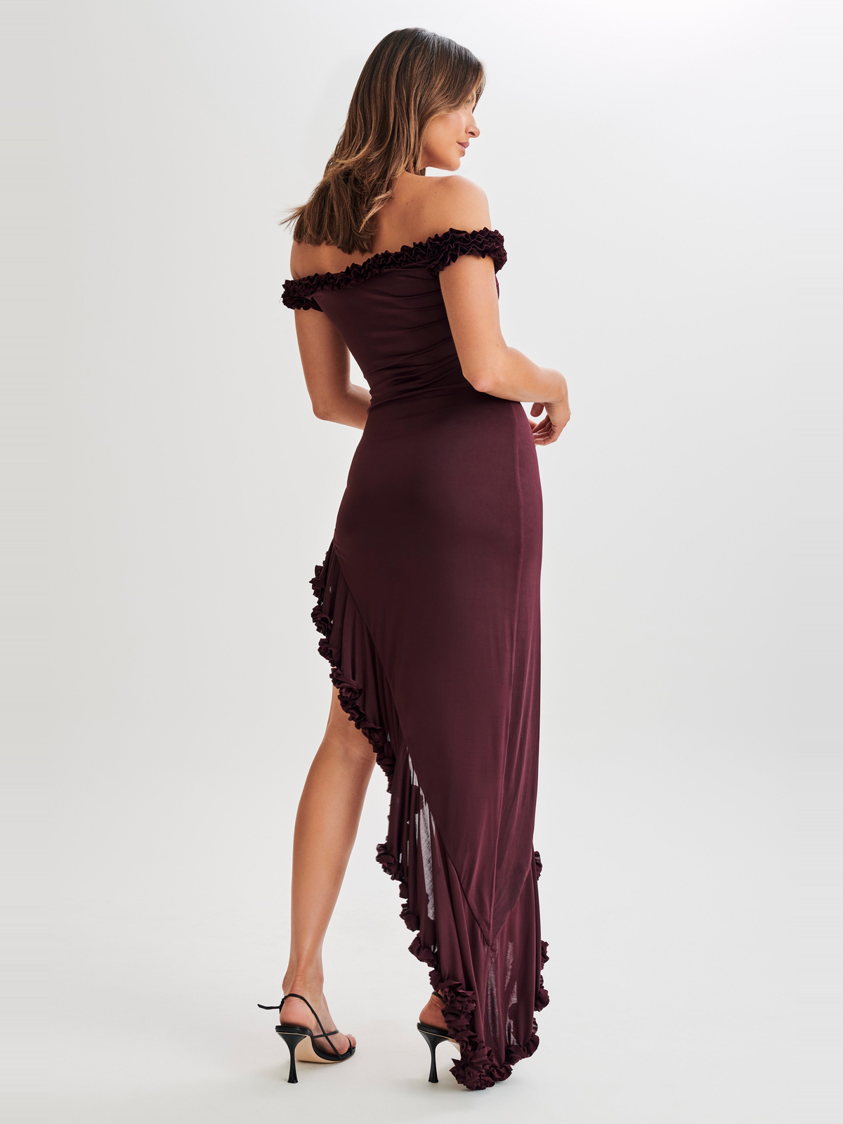 Arielle Off Shoulder Ruffle Midi Dress — Svelte Chic