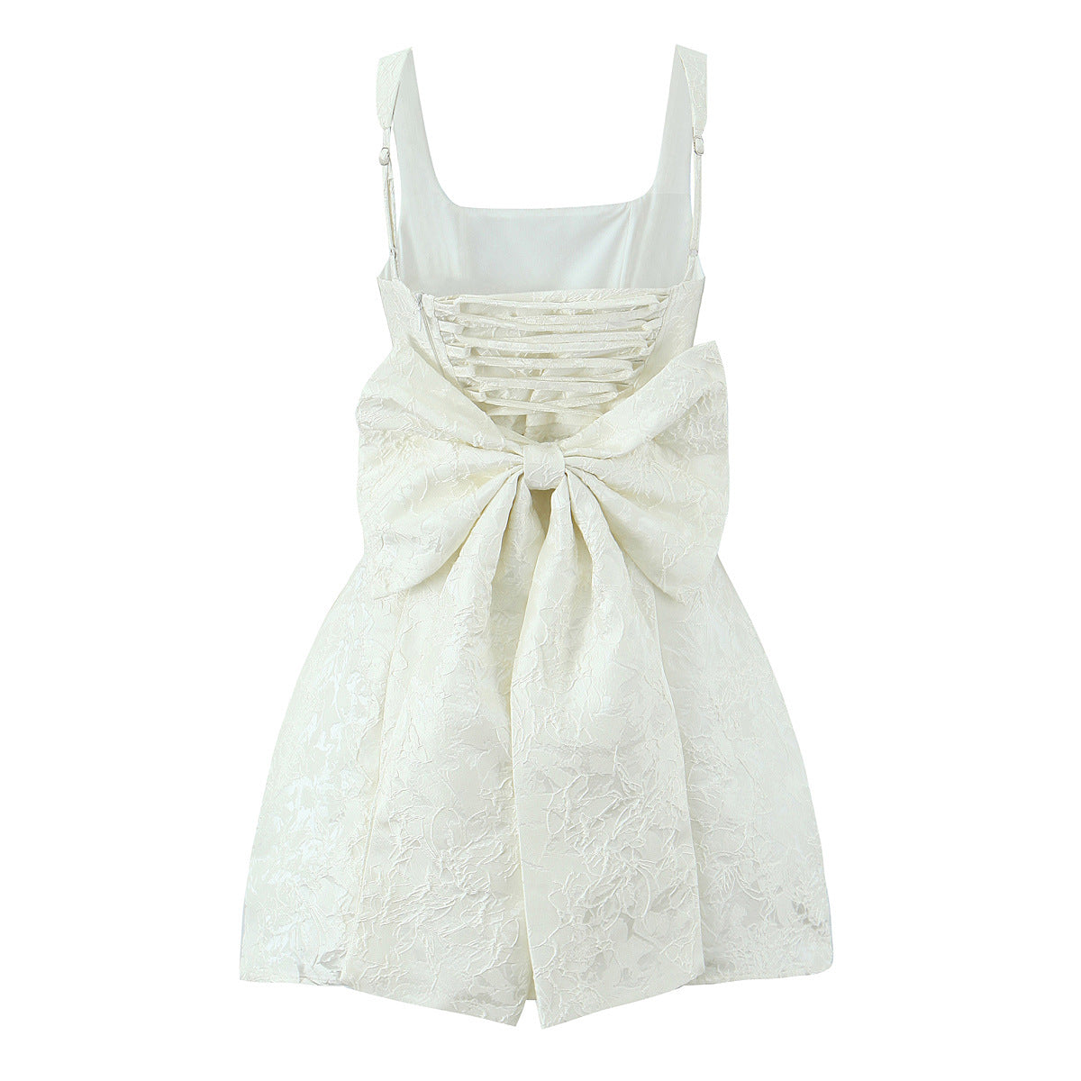 Floral Jacquard Square Neck Mini Dress — Svelte Chic
