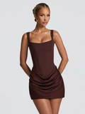 Valora Mini Dress in Brown — Svelte Chic