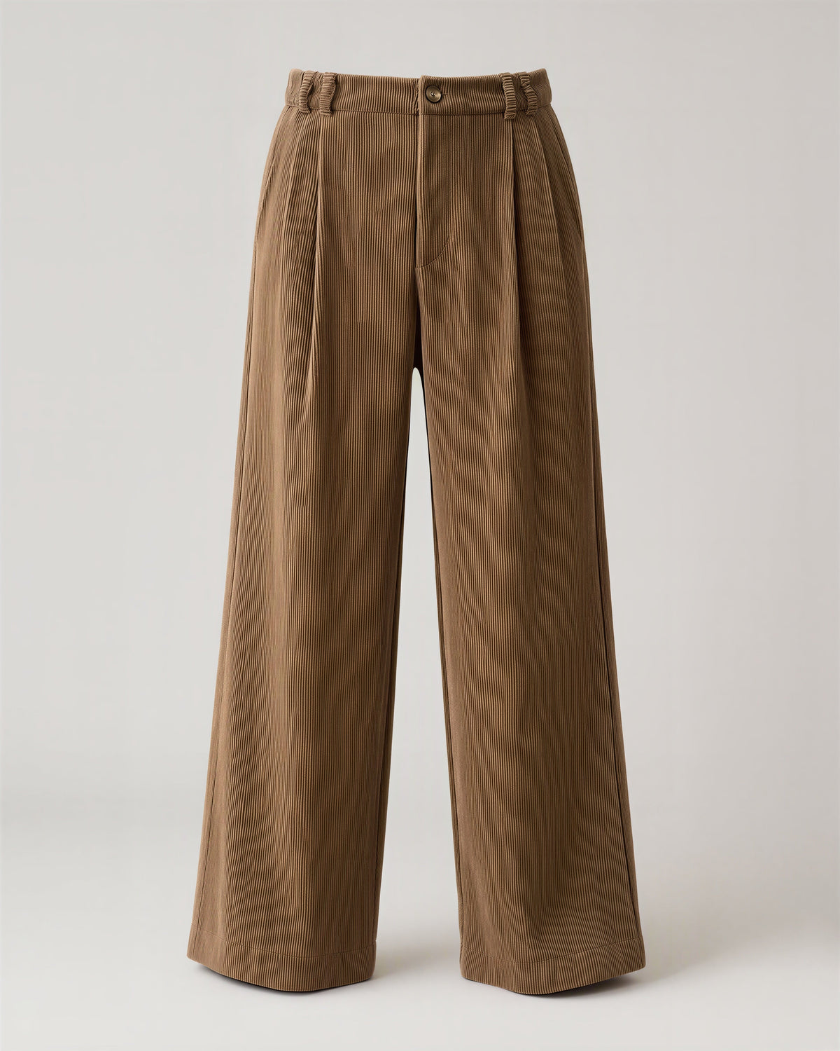 Aurea Pleated Wide Leg Corduroy Trousers, brown, product view without a model
