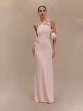 One Shoulder Floral Satin Maxi Dress — Svelte Chic