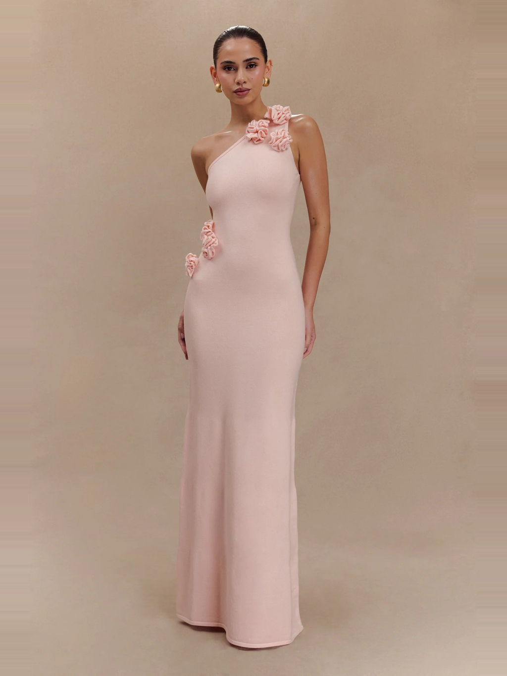 One Shoulder Floral Satin Maxi Dress — Svelte Chic