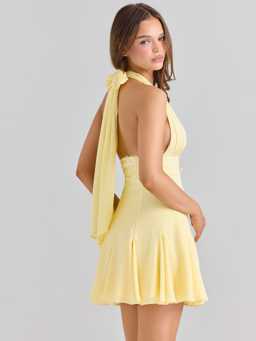 Deep V Open Back Mini Dress — Svelte Chic