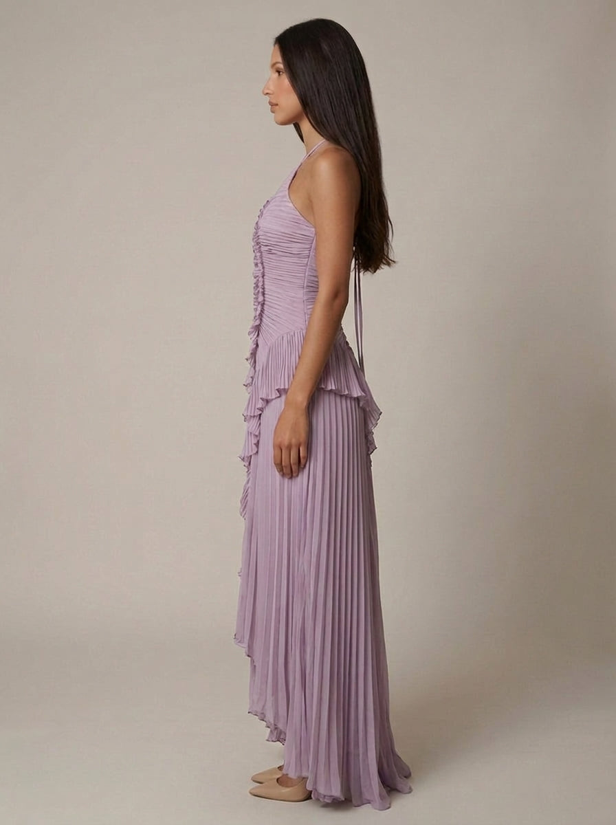 Flora Halter Pleated Maxi Dress — Svelte Chic