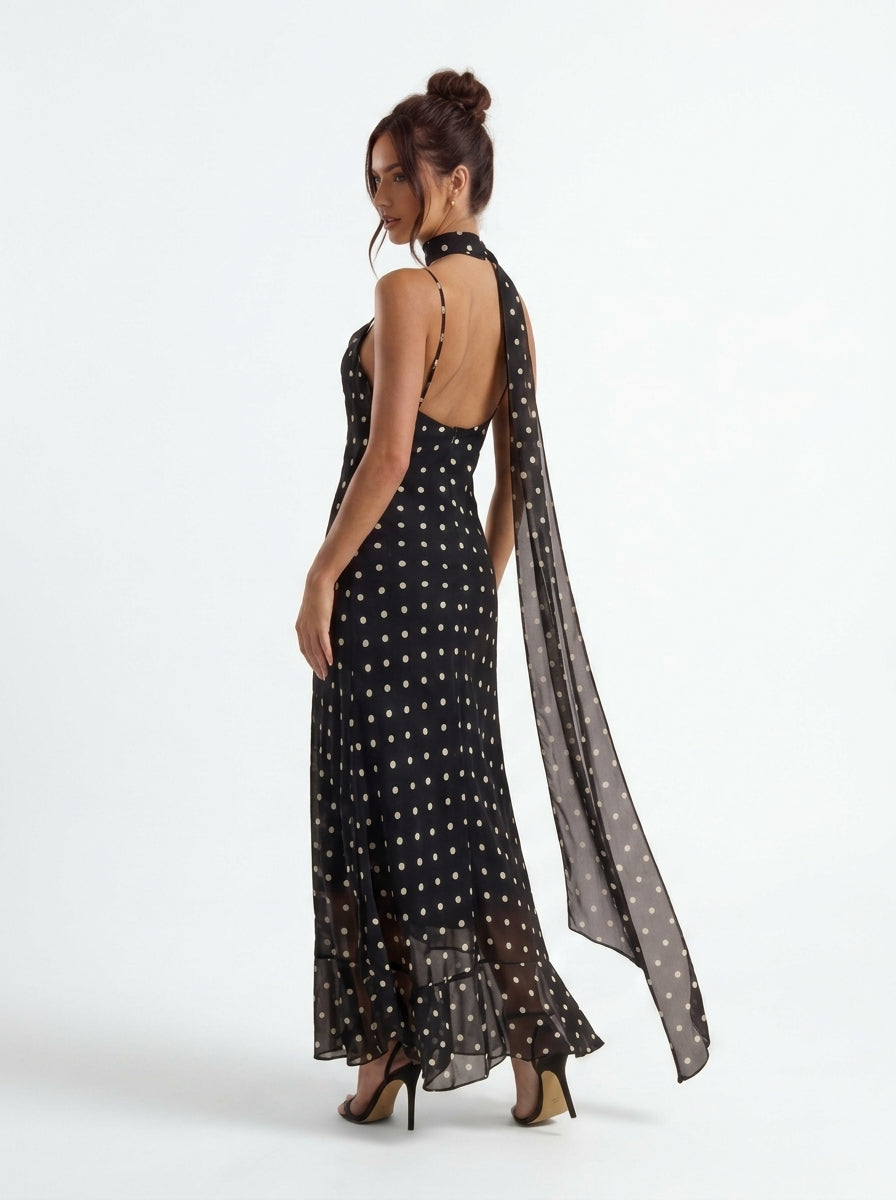 Noemia Polka Dot Maxi Dress — Svelte Chic