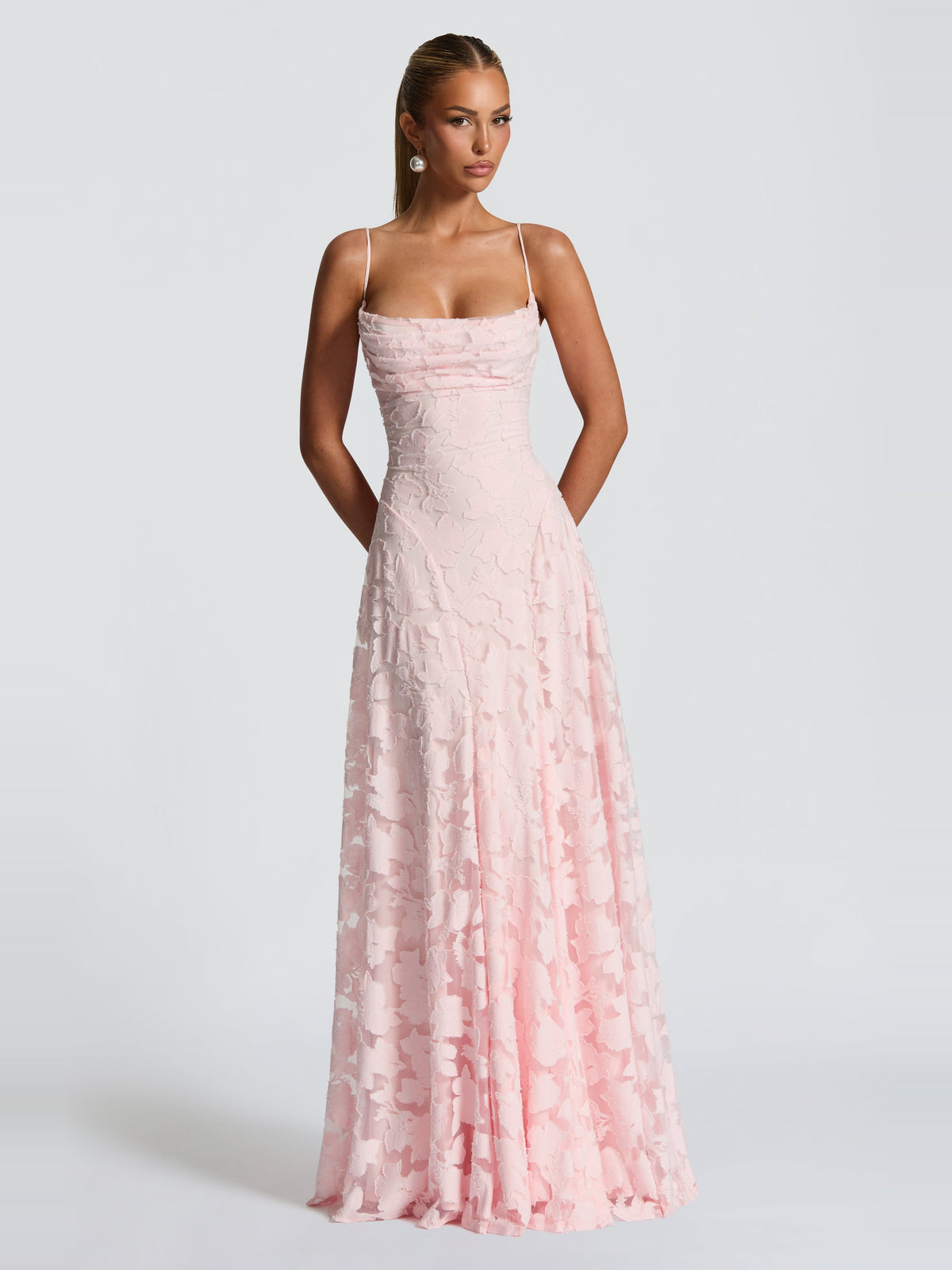 Francis Floral Cowl Neck Maxi Dress in Powder Pink — Svelte Chic
