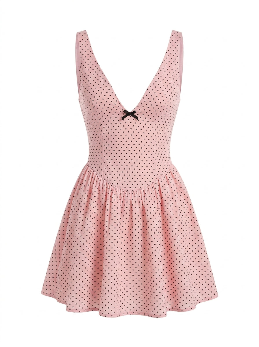 Polka Dot Butterfly Detail Mini Dress — Svelte Chic