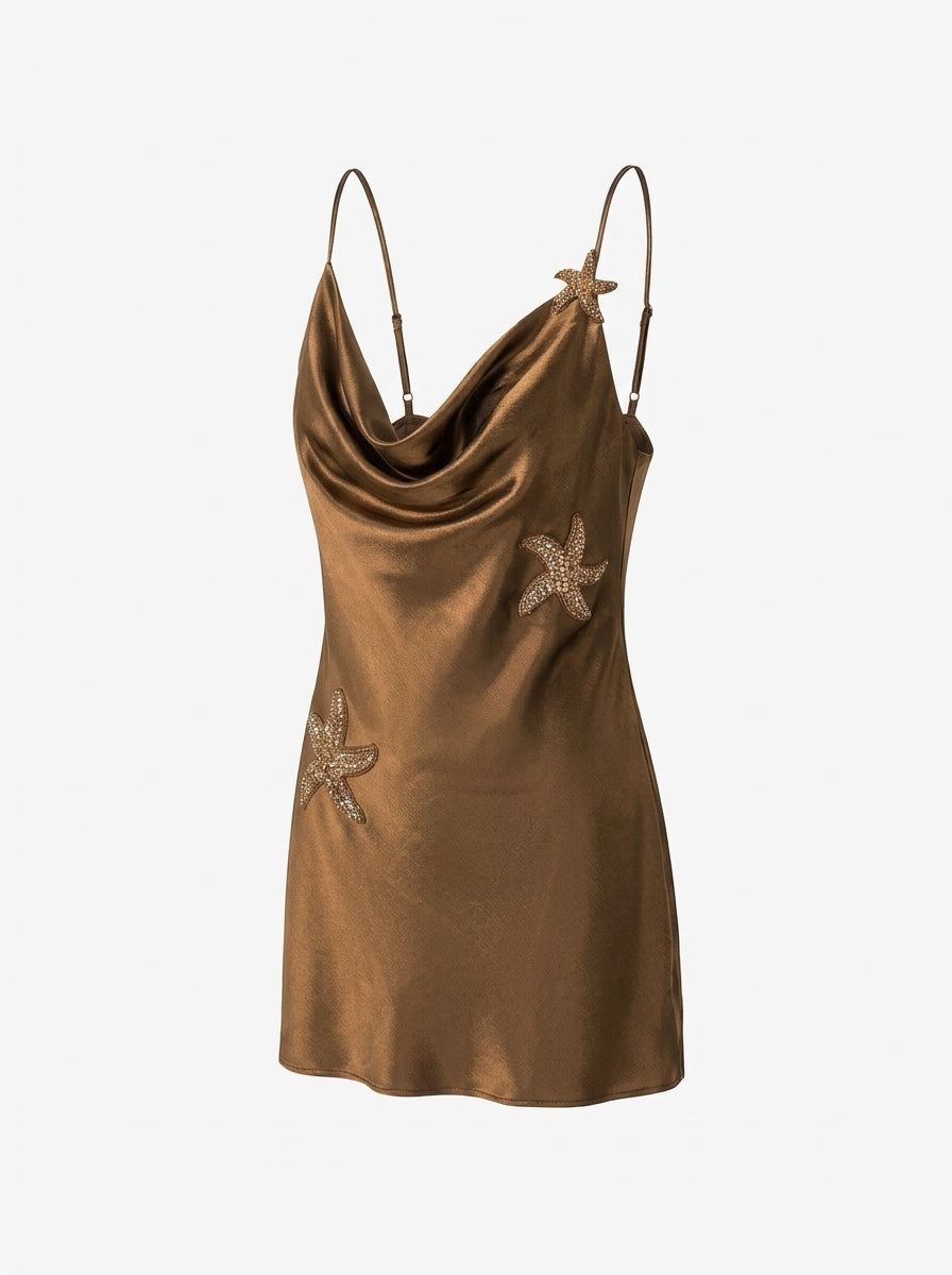 Starfish Print Ruffle Mini Dress — Svelte Chic