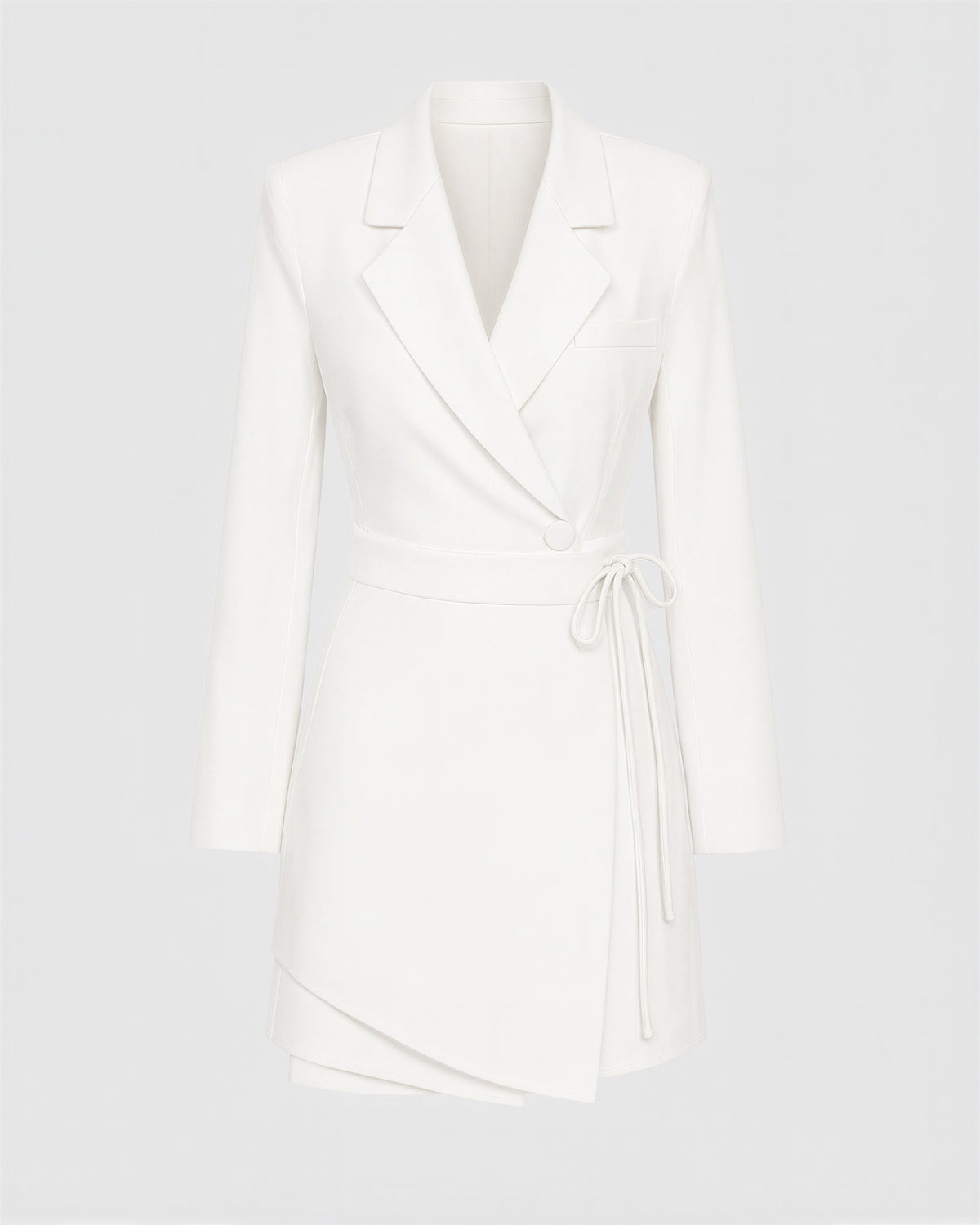 Calla Double Breasted Side Tie Blazer Mini Dress, white, product view without a model