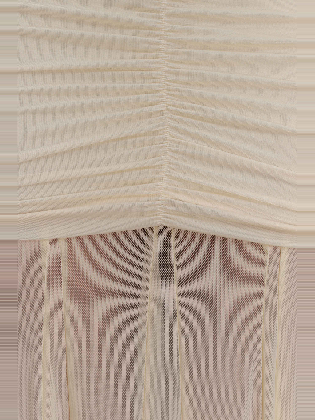 Caspian Off Shoulder Mesh Maxi Dress in Cream — Svelte Chic