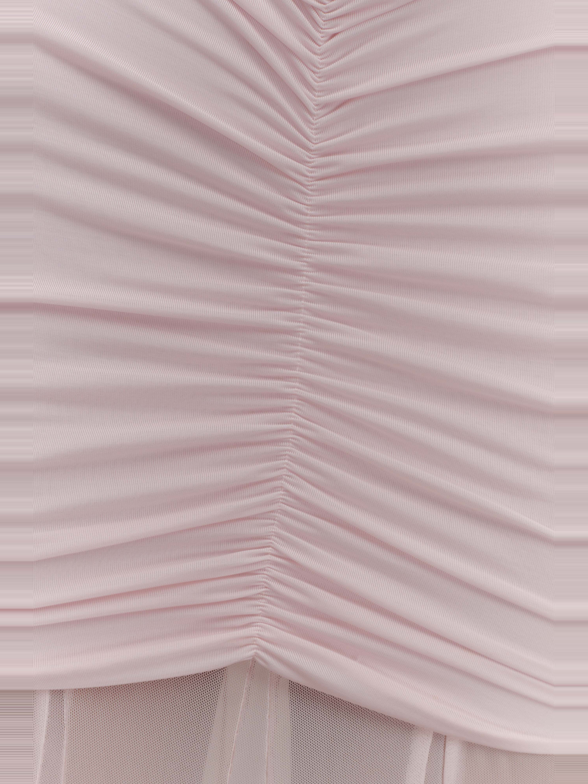 Caspian Off Shoulder Mesh Maxi Dress in Pale Pink — Svelte Chic