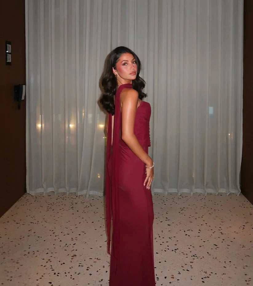 Aniyah Strapless Satin Maxi Dress — Svelte Chic