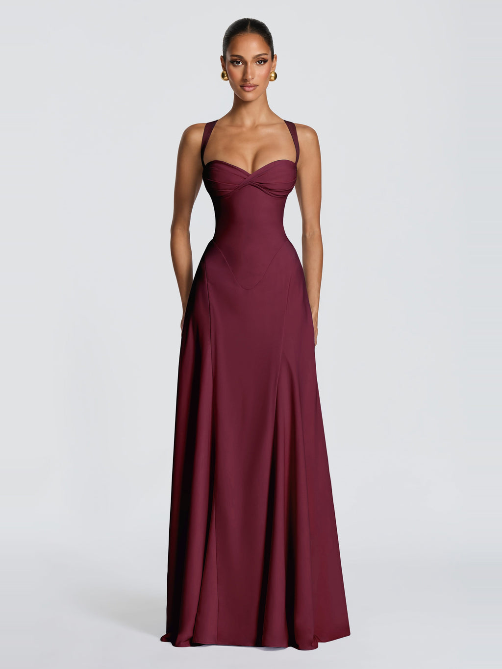 Seraphine Sweetheart Corset Maxi Dress in Cherry — Svelte Chic