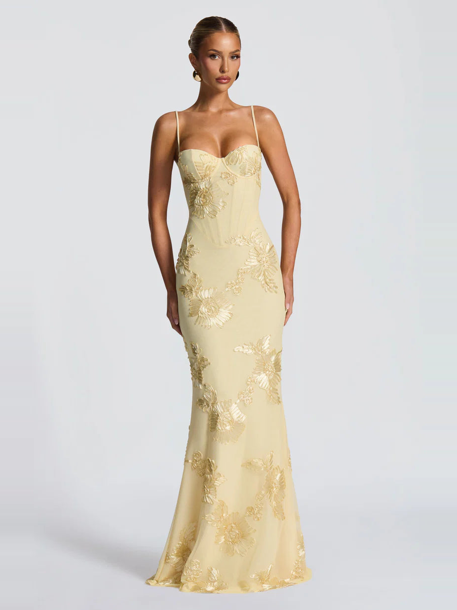 Virelle Floral Embroidered Maxi Dress — Svelte Chic