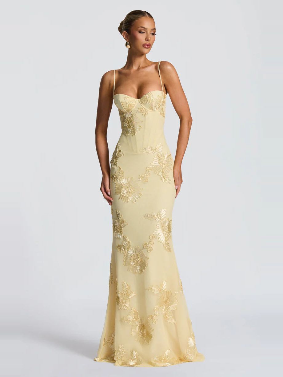 Virelle Floral Embroidered Maxi Dress — Svelte Chic