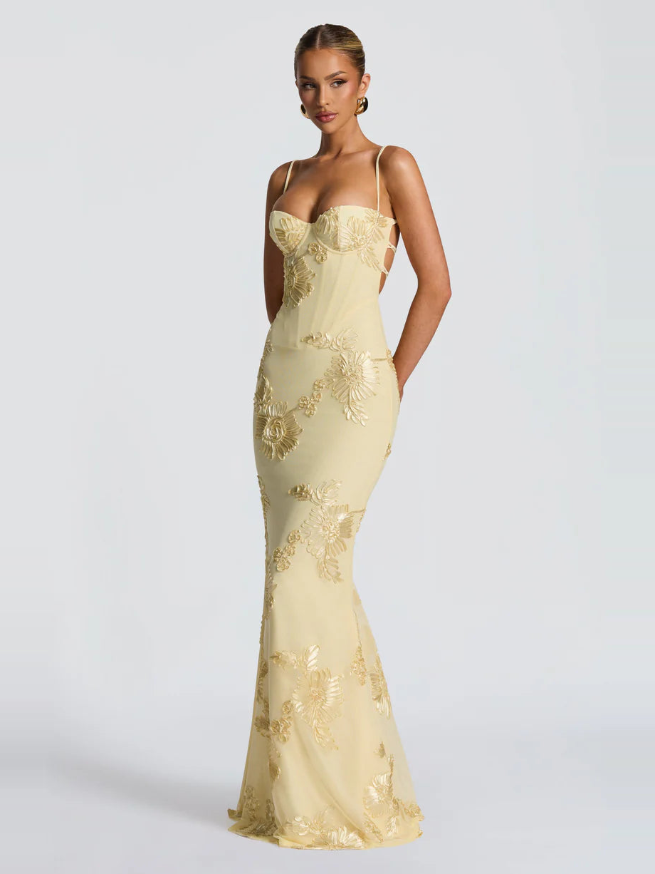 Virelle Floral Embroidered Maxi Dress — Svelte Chic