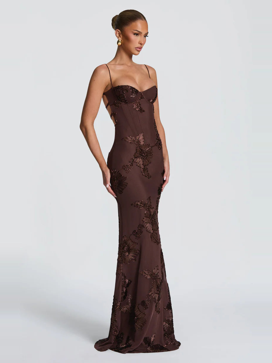 Virelle Floral Embroidered Maxi Dress — Svelte Chic