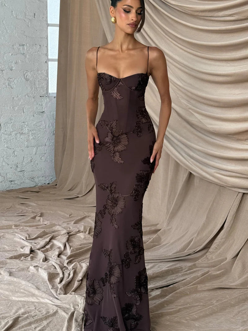 Virelle Floral Embroidered Maxi Dress — Svelte Chic