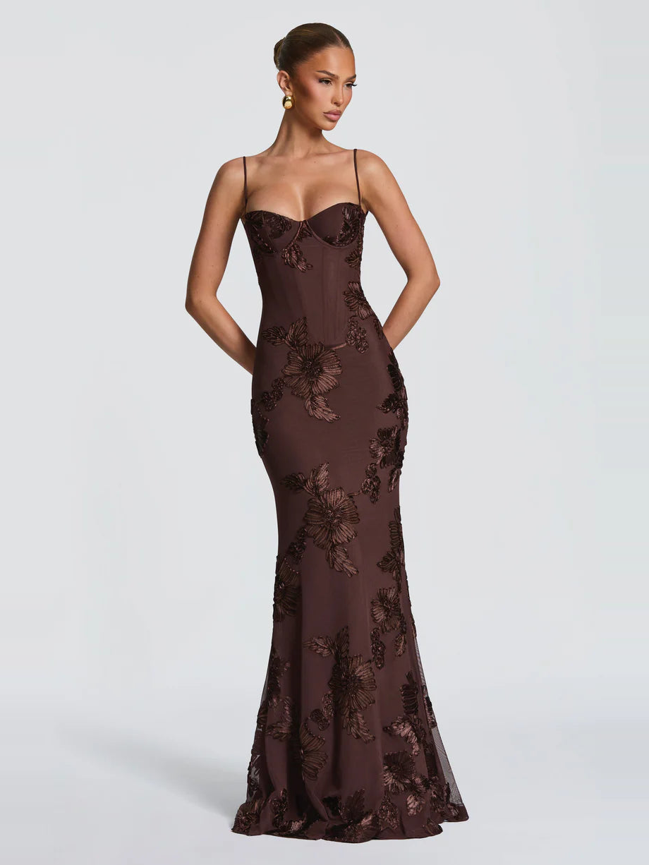 Virelle Floral Embroidered Maxi Dress — Svelte Chic