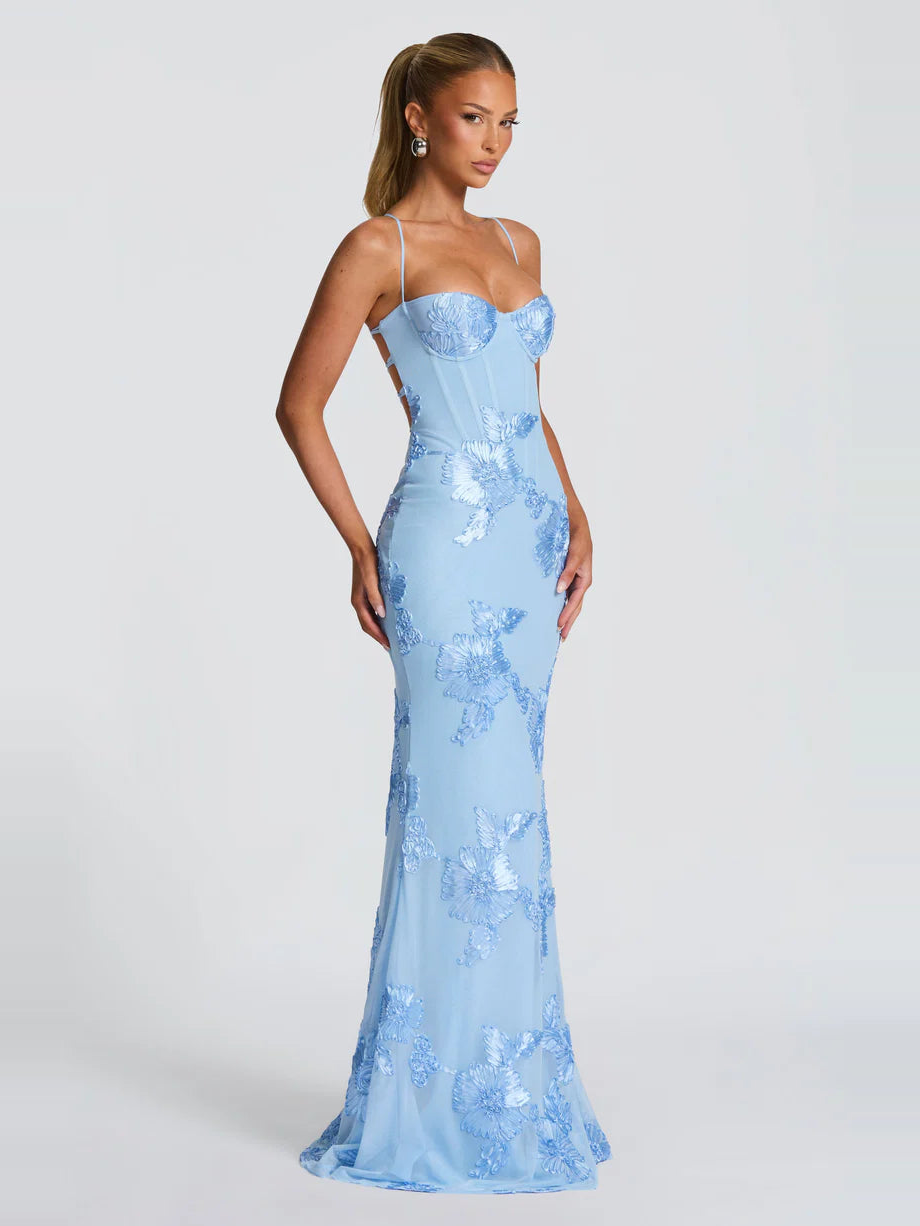 Virelle Floral Embroidered Maxi Dress — Svelte Chic
