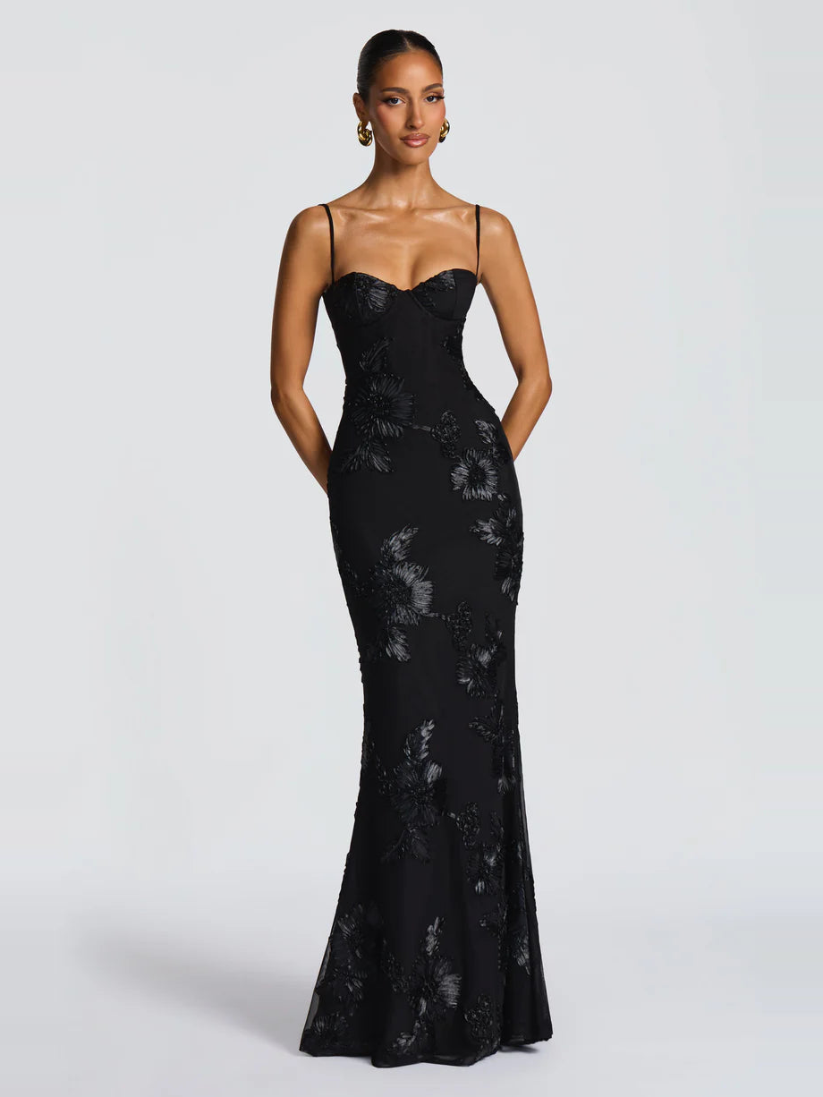 Virelle Floral Embroidered Maxi Dress — Svelte Chic