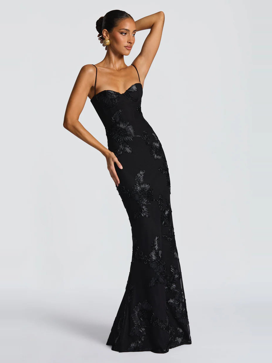 Virelle Floral Embroidered Maxi Dress — Svelte Chic