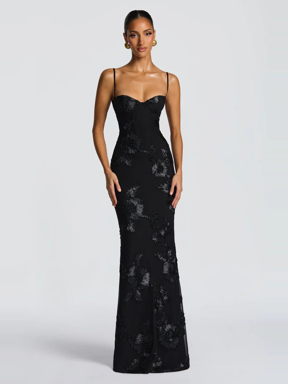 Virelle Floral Embroidered Maxi Dress — Svelte Chic