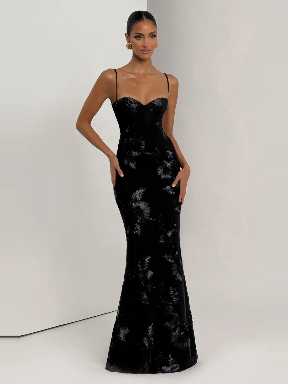 Virelle Floral Embroidered Maxi Dress — Svelte Chic