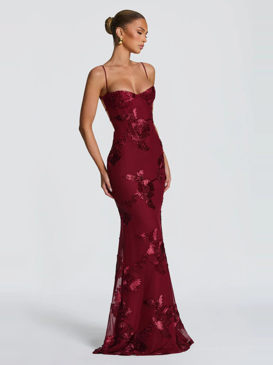 Virelle Floral Embroidered Maxi Dress — Svelte Chic