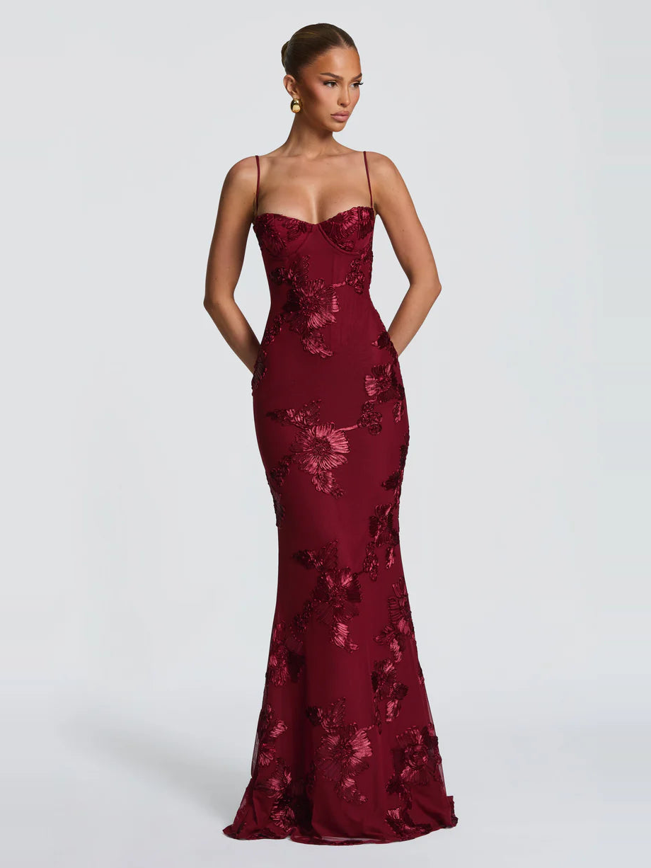 Virelle Floral Embroidered Maxi Dress — Svelte Chic
