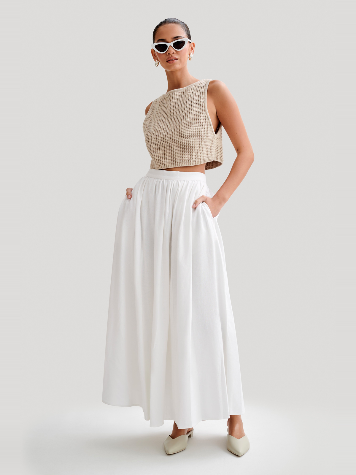 Clarence Linen A-Line Maxi Skirt — Svelte Chic