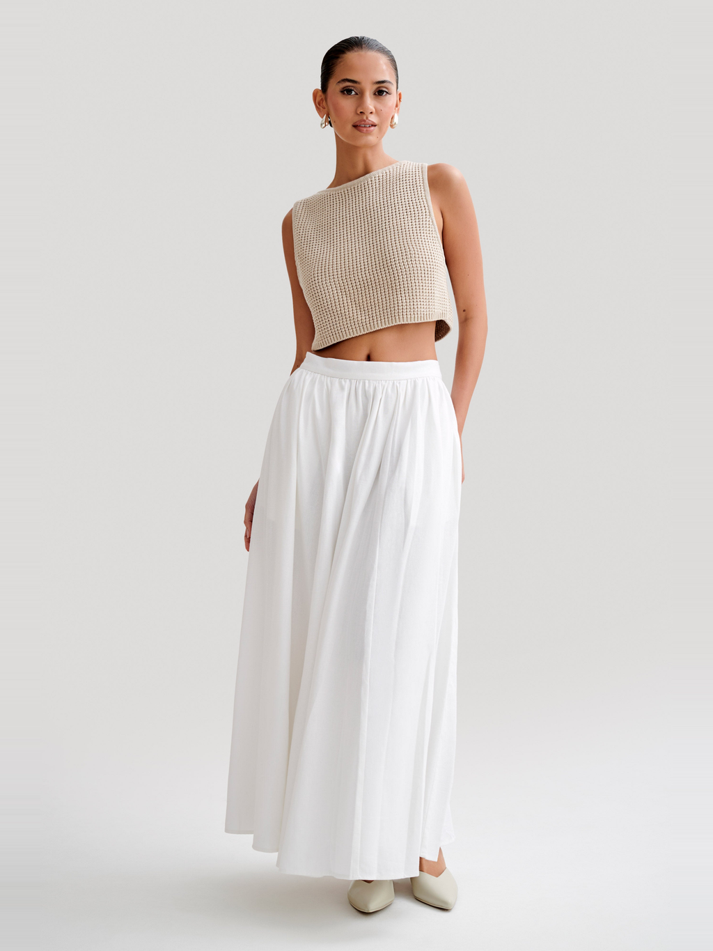 Clarence Linen A-Line Maxi Skirt — Svelte Chic