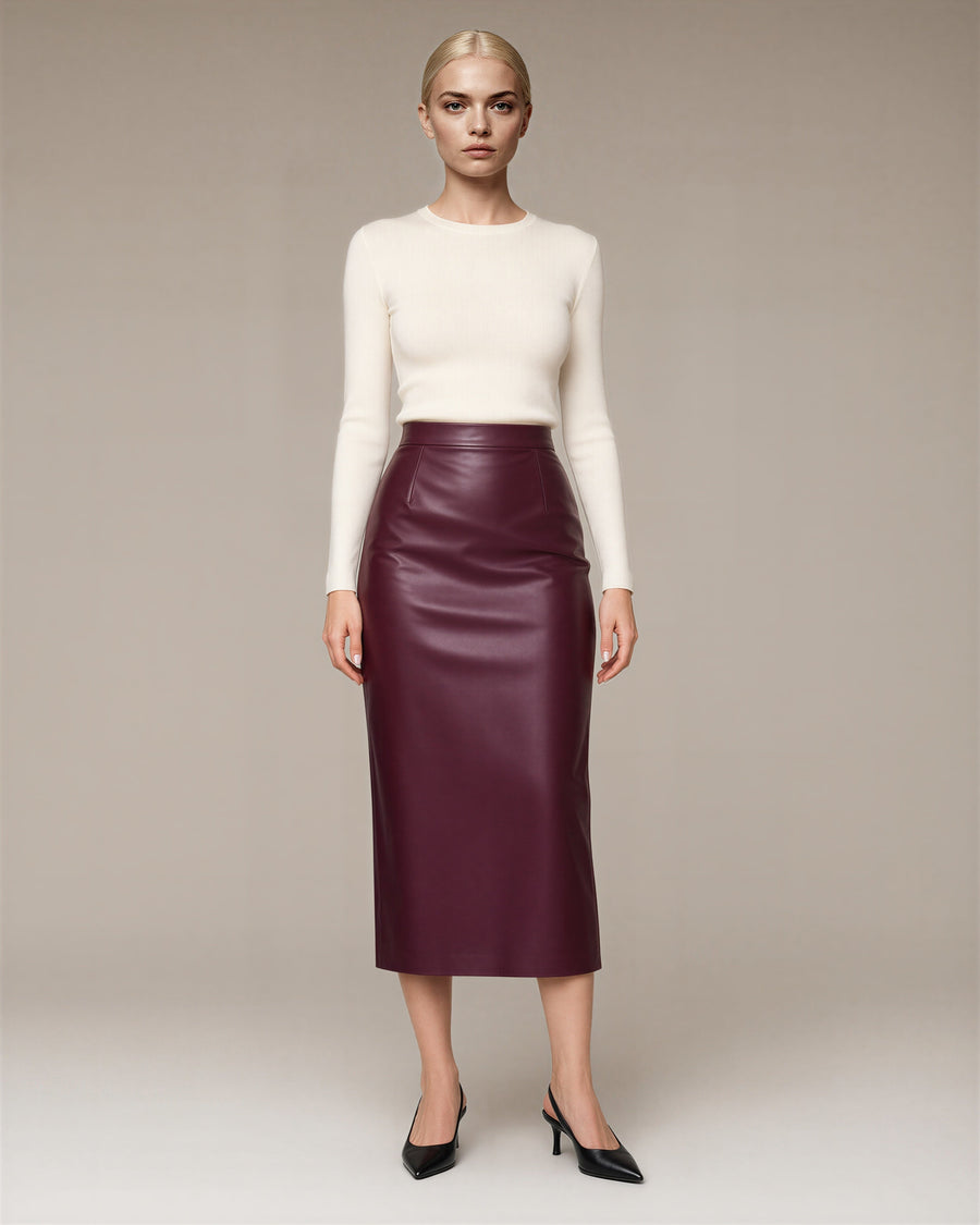 Claudia Faux Leather Pencil Skirt