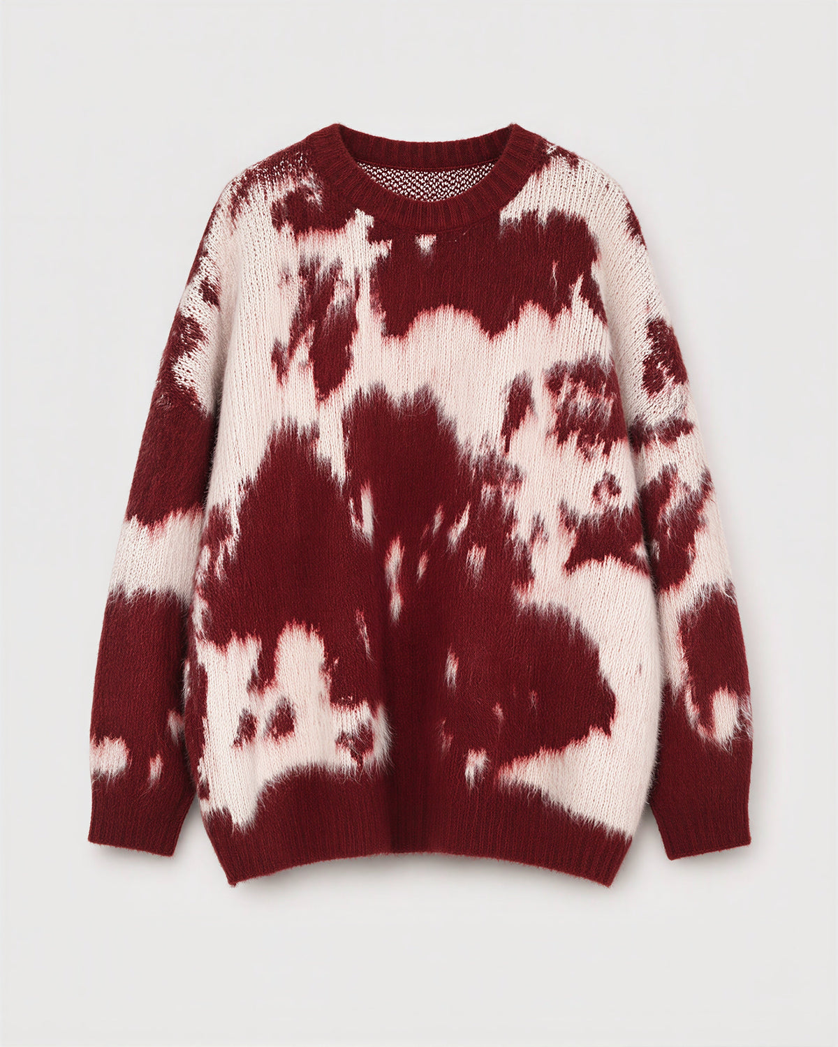 Clodia Cloud Motif Brushed Oversized Sweater, burgundy cream, product view without a model