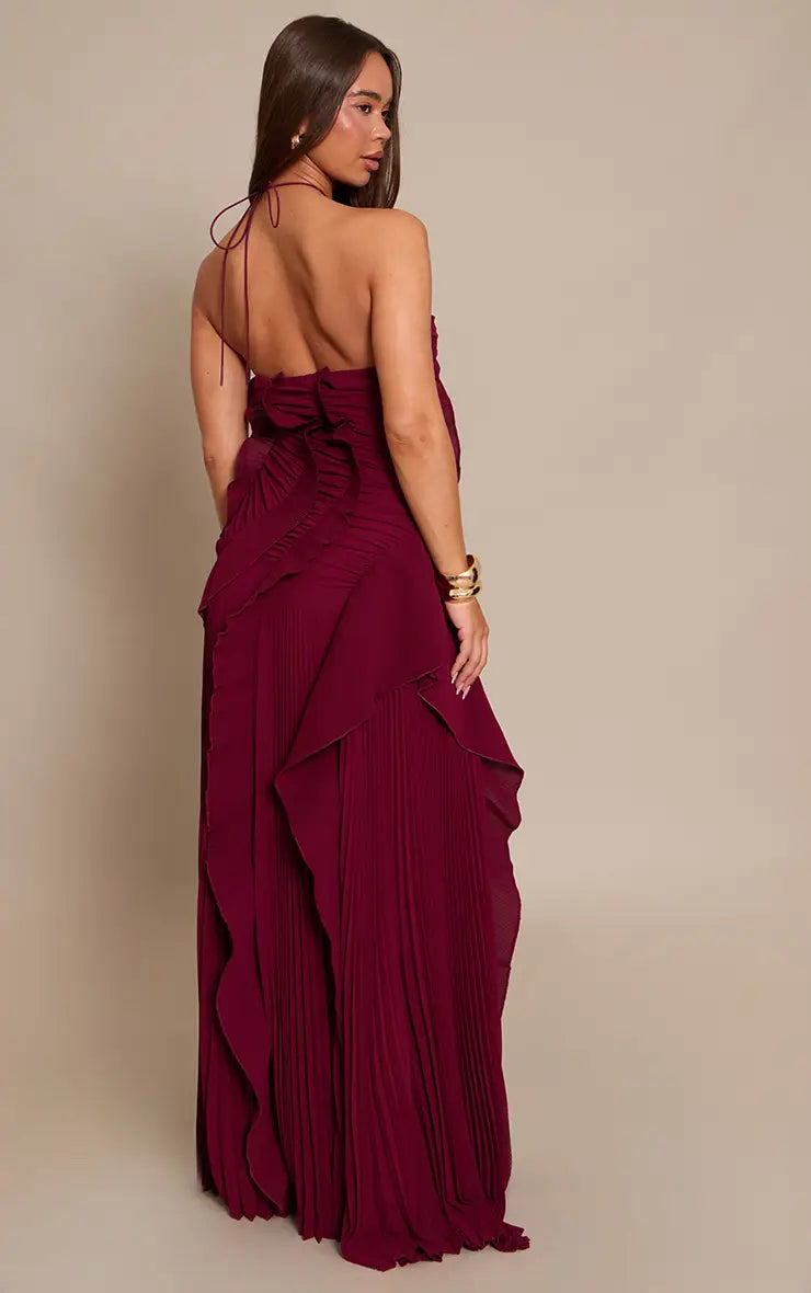 Flora Halter Pleated Maxi Dress — Svelte Chic
