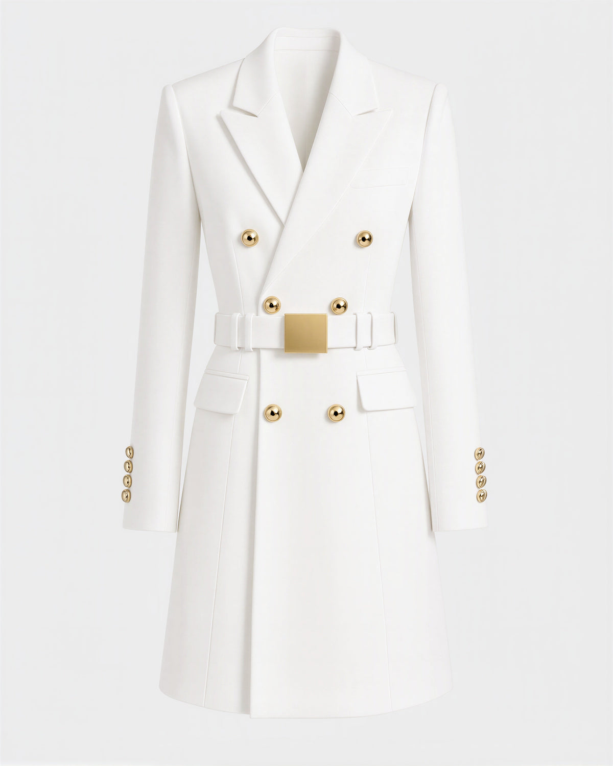 Costanza Belted Double Breasted Mini Blazer Dress, white, product view without a model
