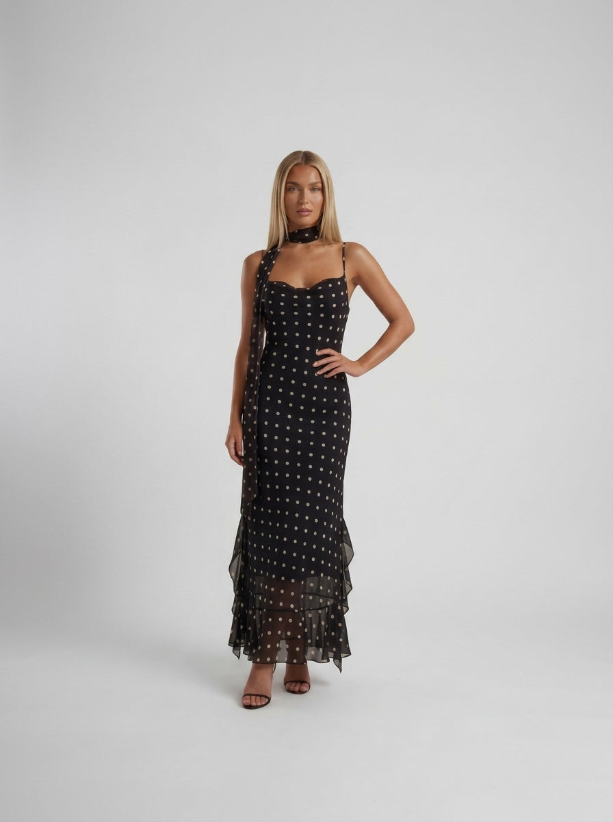 Noemia Polka Dot Maxi Dress — Svelte Chic