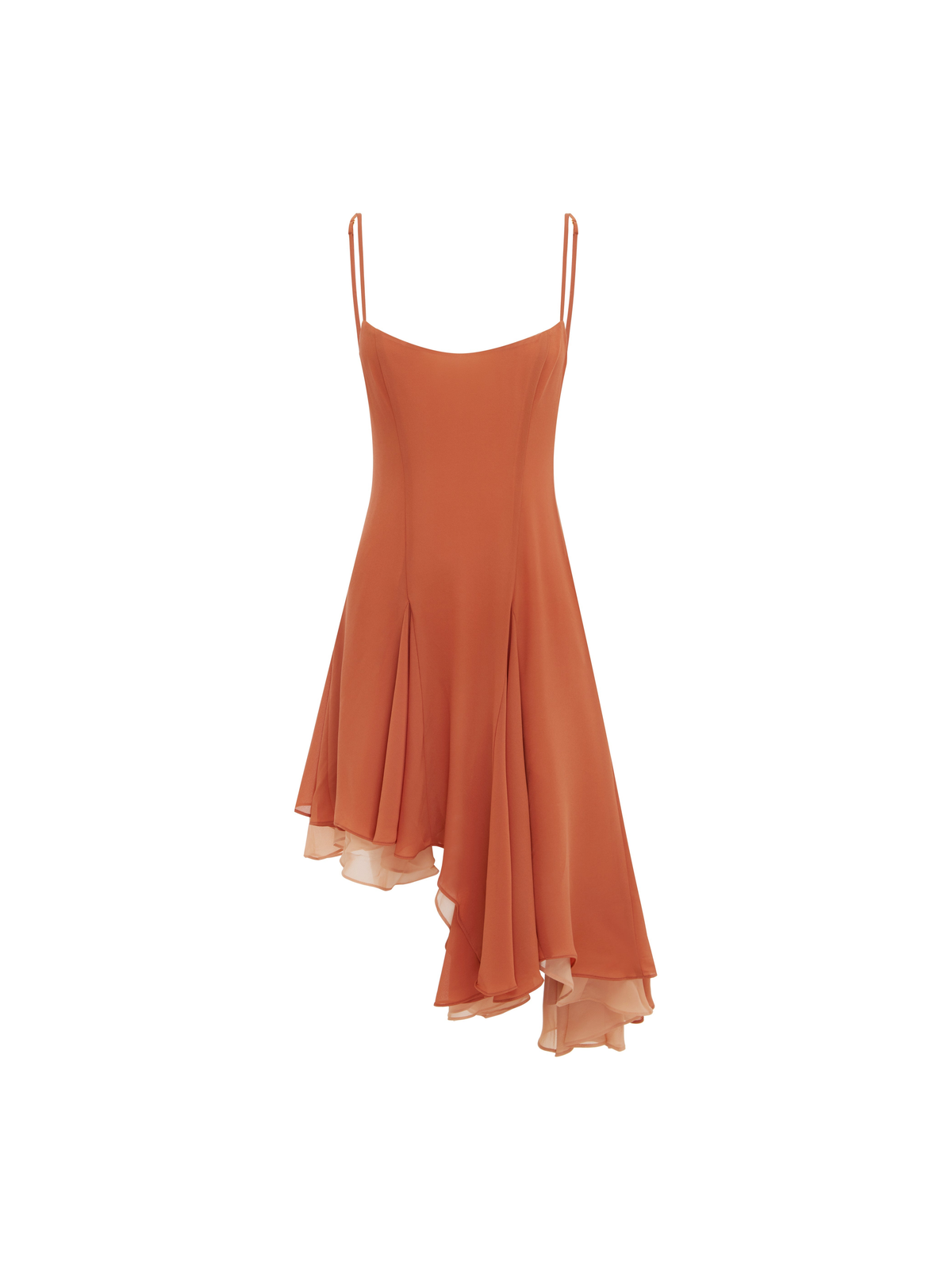 Dana Asymmetric Satin Dress in Peach — Svelte Chic